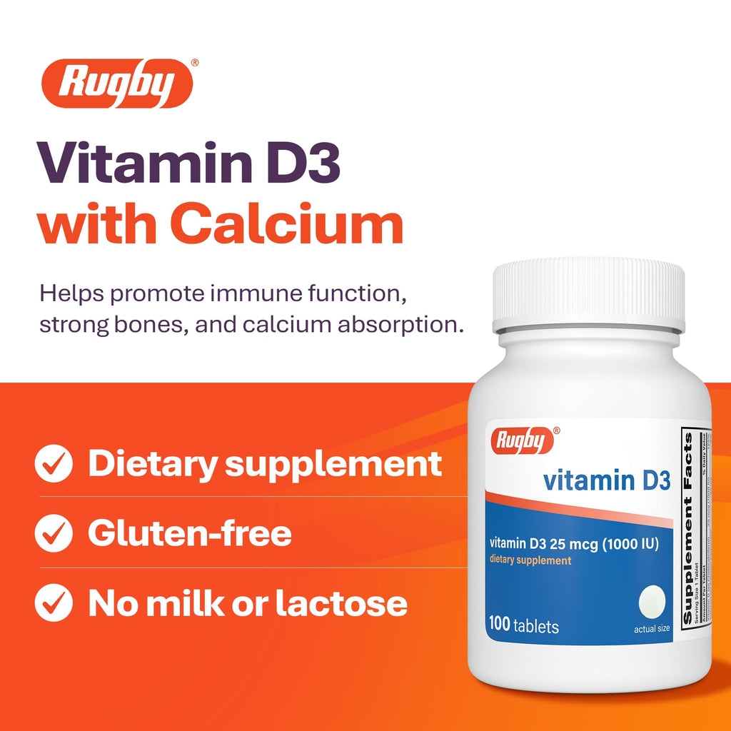 Rugby Vitamin D3 25 mcg (1,000 IU) - 100 Tablets - image 3