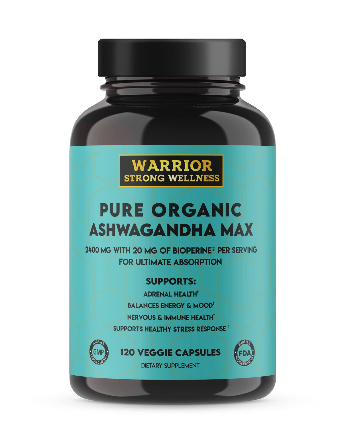 Warrior Strong Wellness Pure Organic Ashwagandha with Bioperine
