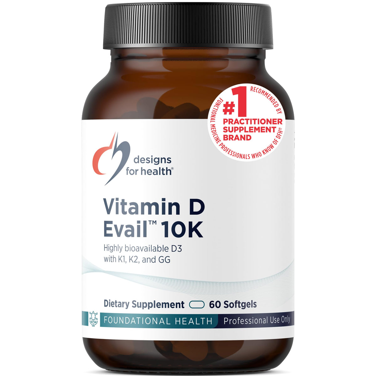 Designs for Health D-Evail 10K Vitamin D3 & K2 - 60 Softgels