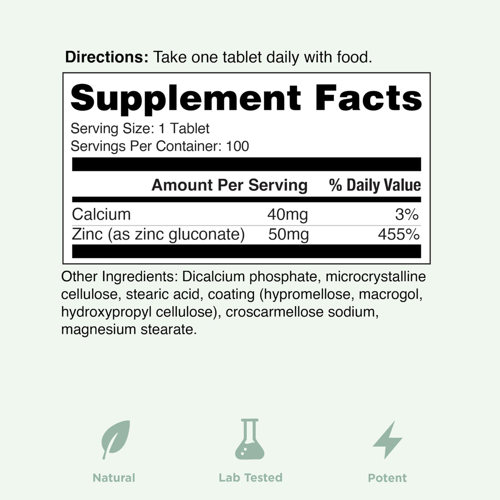 Yuve Naturals Vegan Zinc 50 mg - 100 Tablets - image 5
