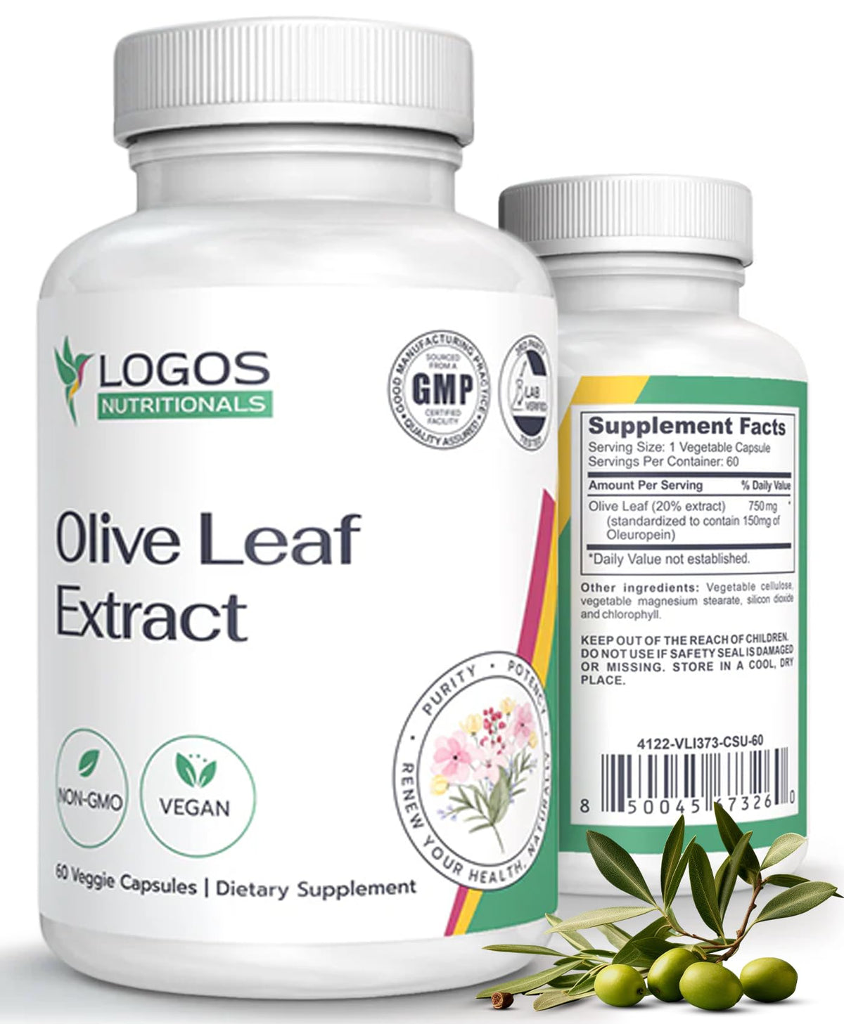 Logos Nutritionals Olive Leaf Extract Capsules - 60 Count