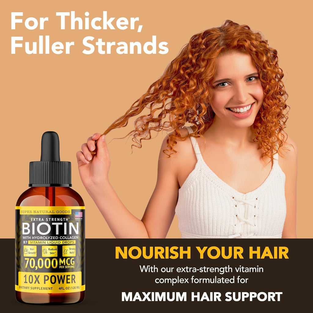 Super Natural Goods Liquid Biotin & Collagen 70,000mcg Hair Growth Vitamin - 4oz - image 3