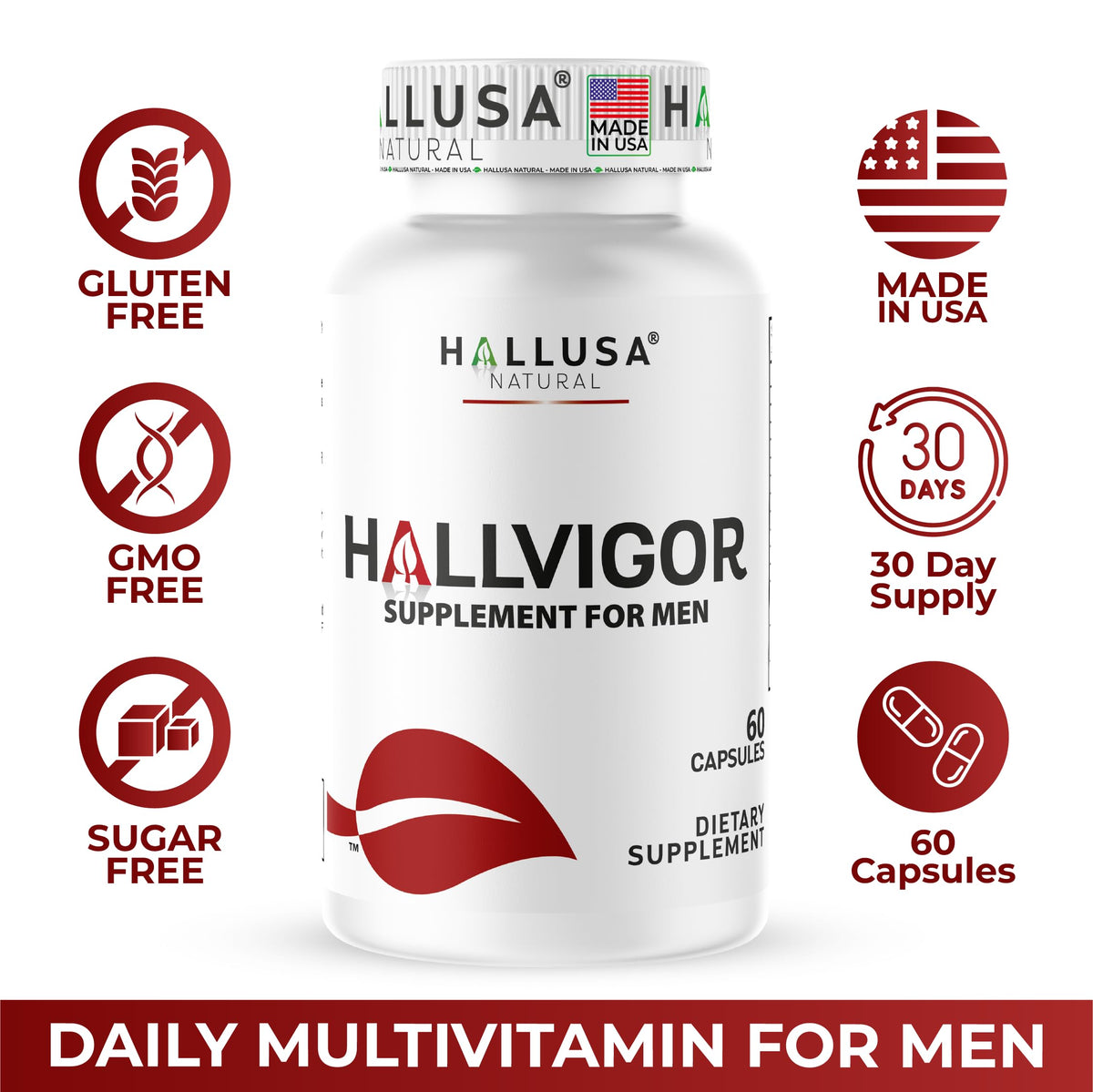 "N/A" Hallusa Hallvigor Prostate Health Men's Multivitamin - 60 Capsules - image 5
