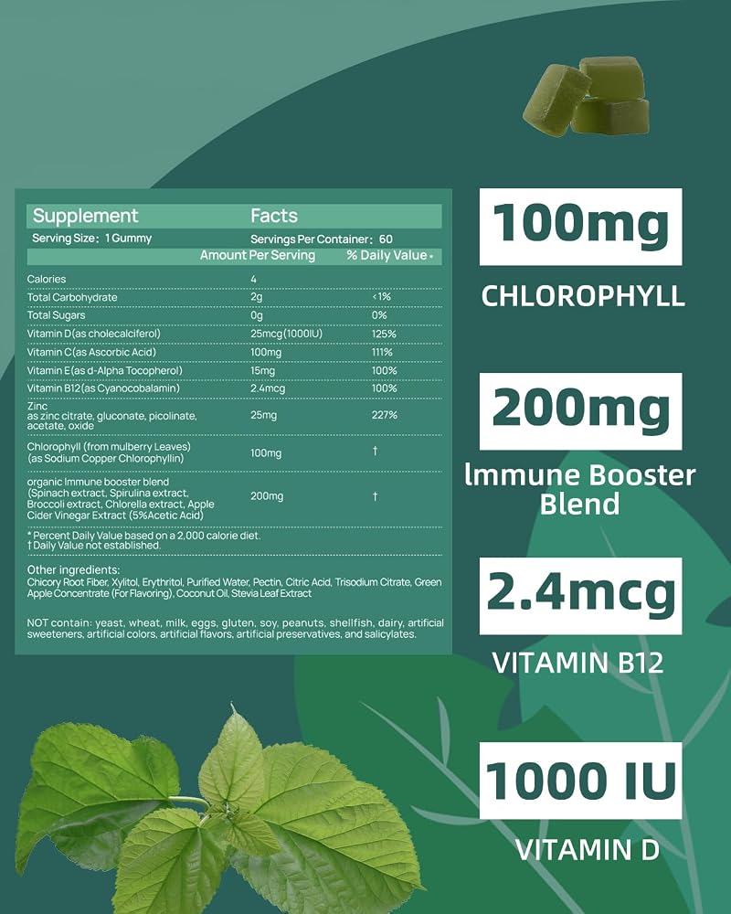 ORGMO Chlorophyll Gummies with Chlorella Spirulina - 120 Count - image 3
