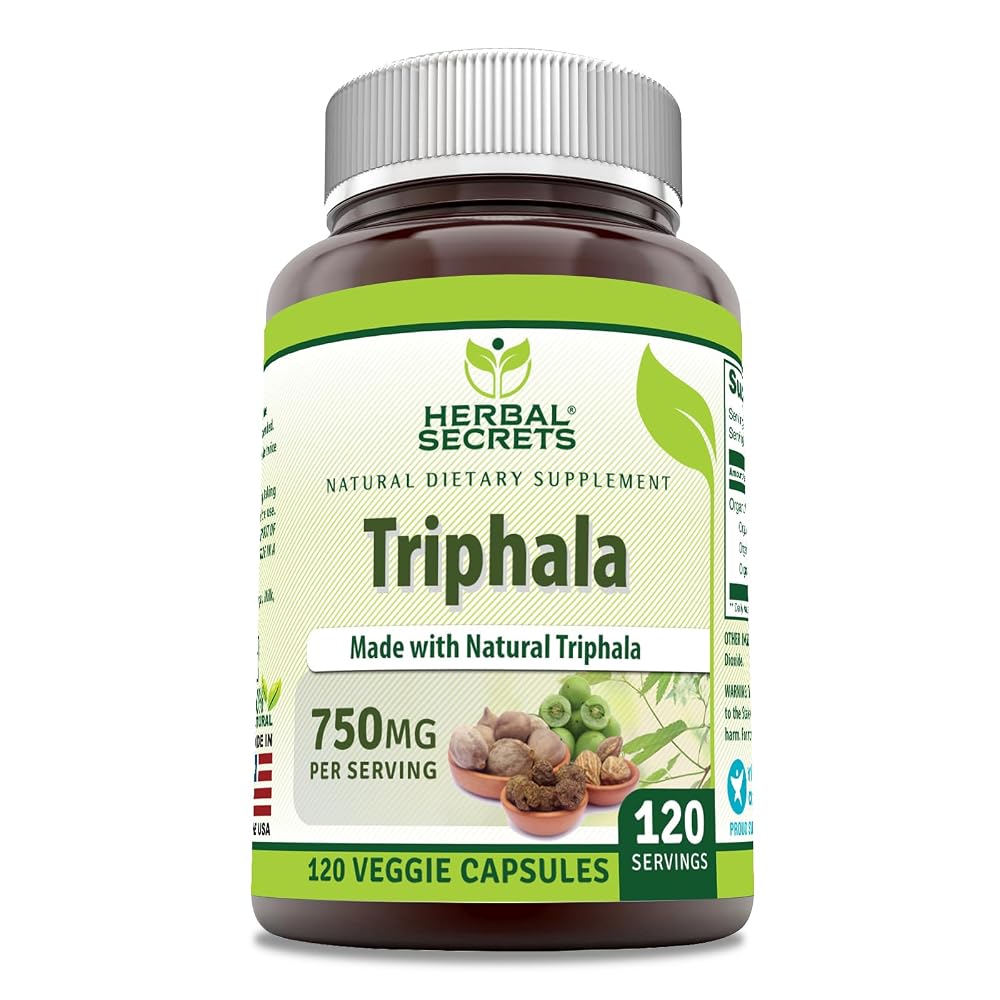 Herbal Secrets Triphala Supplement 750 mg - 120 Vegetarian Capsules