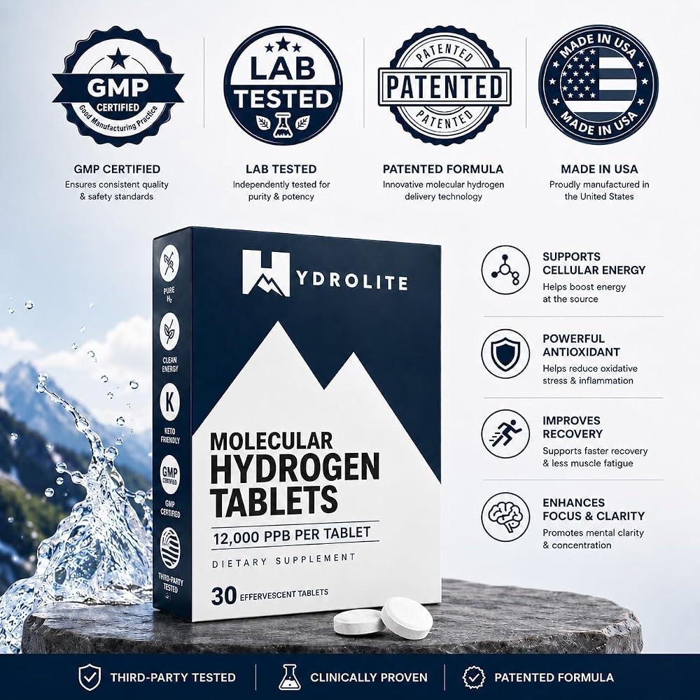 HydroLite Molecular Hydrogen Tablets for Drinking Water with Magnesium