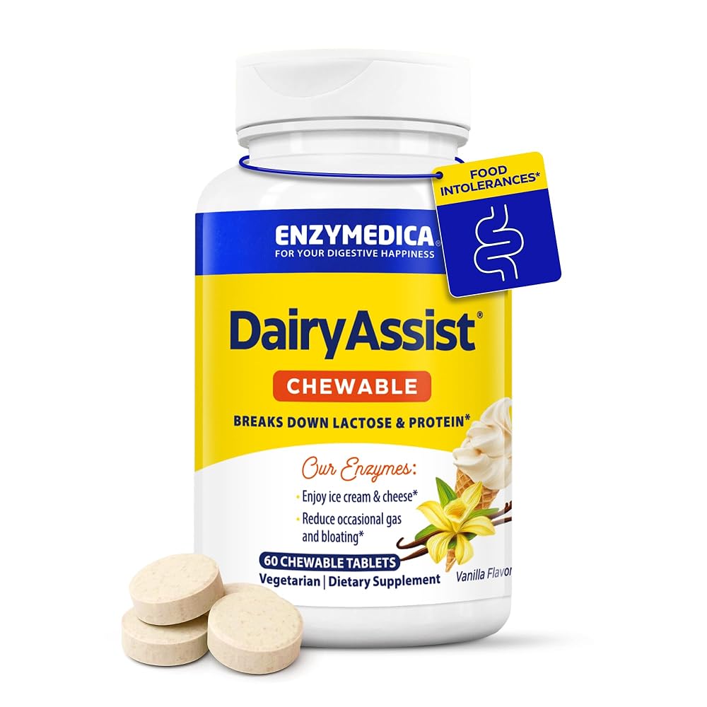 Enzymedica DairyAssist Chewable Enzymes - 60 Tablets