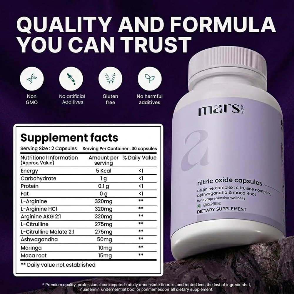 Mars by GHC Nitric Oxide Booster with L-Arginine & L-Citrulline - 60 Capsules - image 2