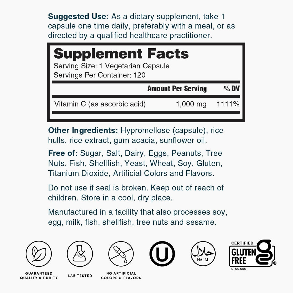 Nature's Lab Vitamin C 1000mg Immune Support - 120 Vegetarian Capsules - image 5