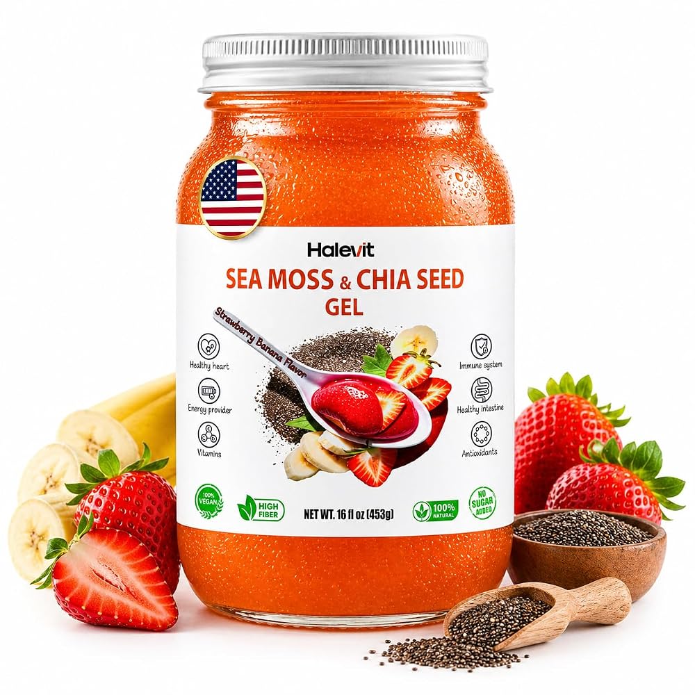 Halevit Sea Moss Gel with Ground Chia Seeds, Sea Moss Gel Organic Raw