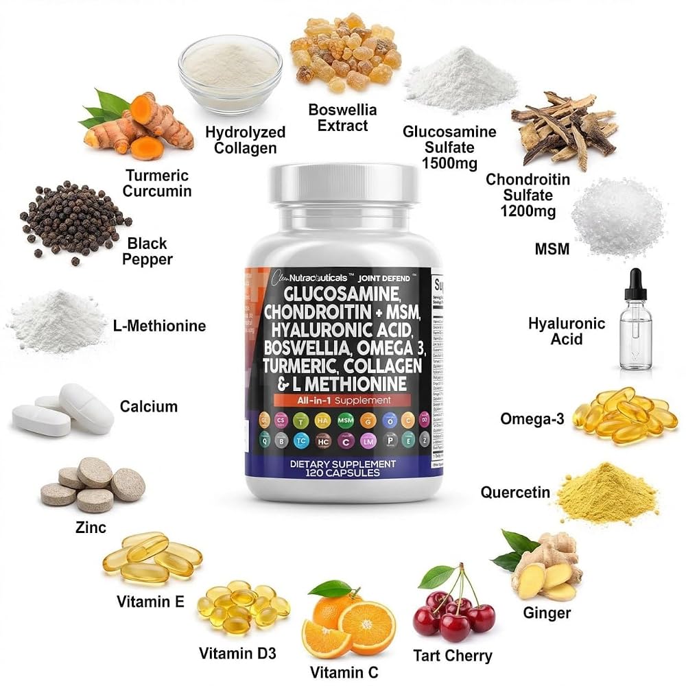 Clean Nutraceuticals Glucosamine Chondroitin MSM 1500mg with Turmeric