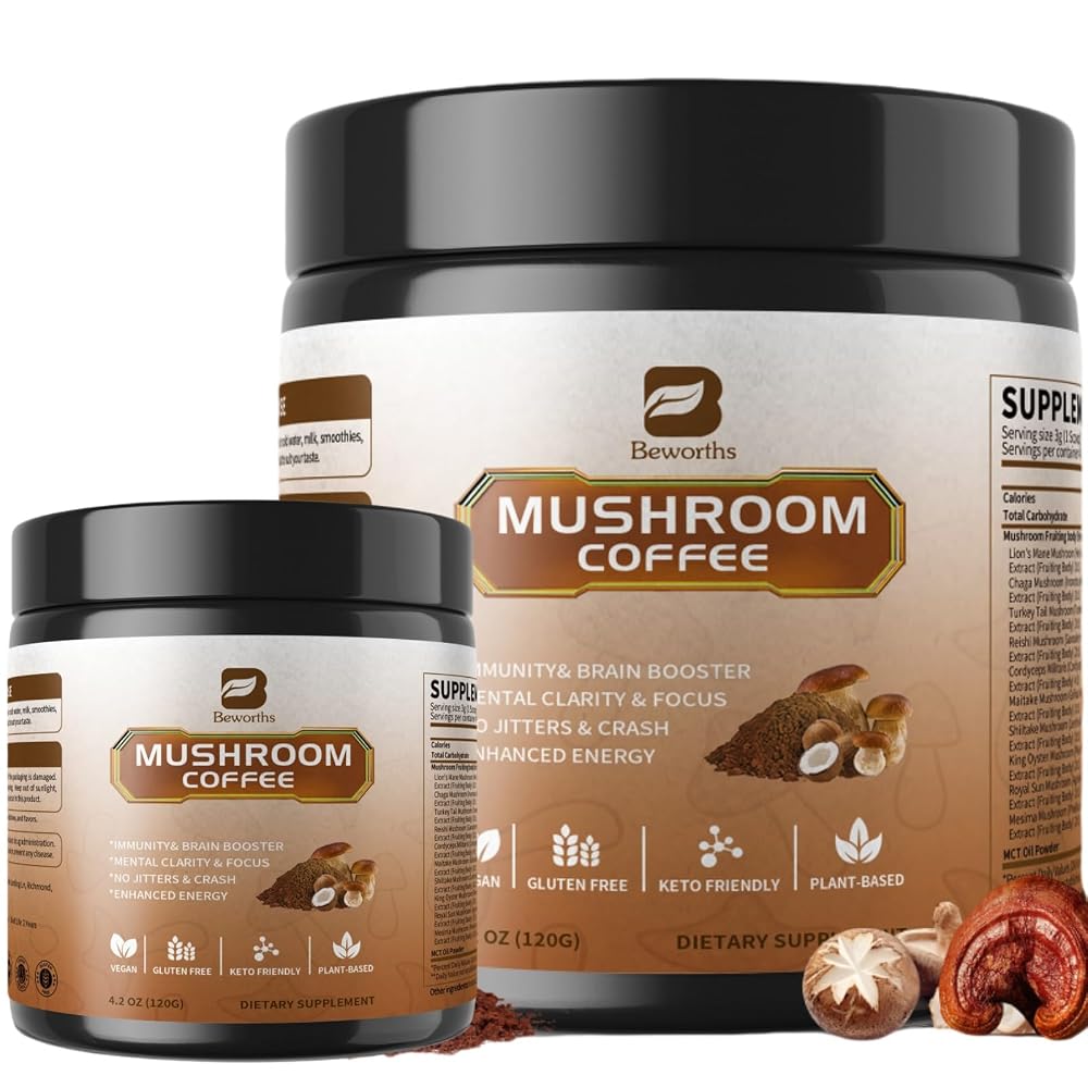 B BEWORTHS Mushroom Coffee - Lions Mane Mushroom Powder Instant