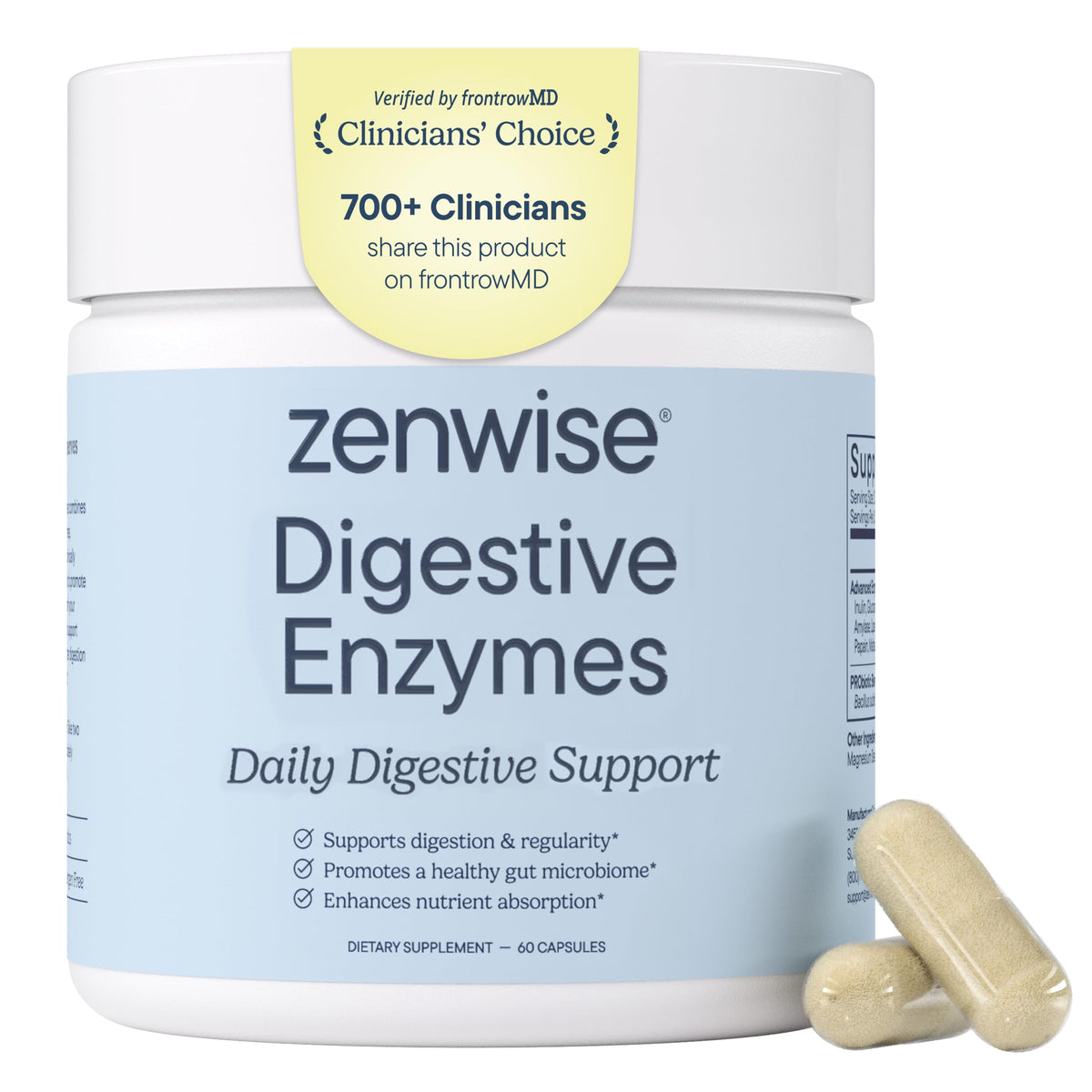 Zenwise Health Digestive Enzymes with Probiotics for Gut Health - 60 Capsules