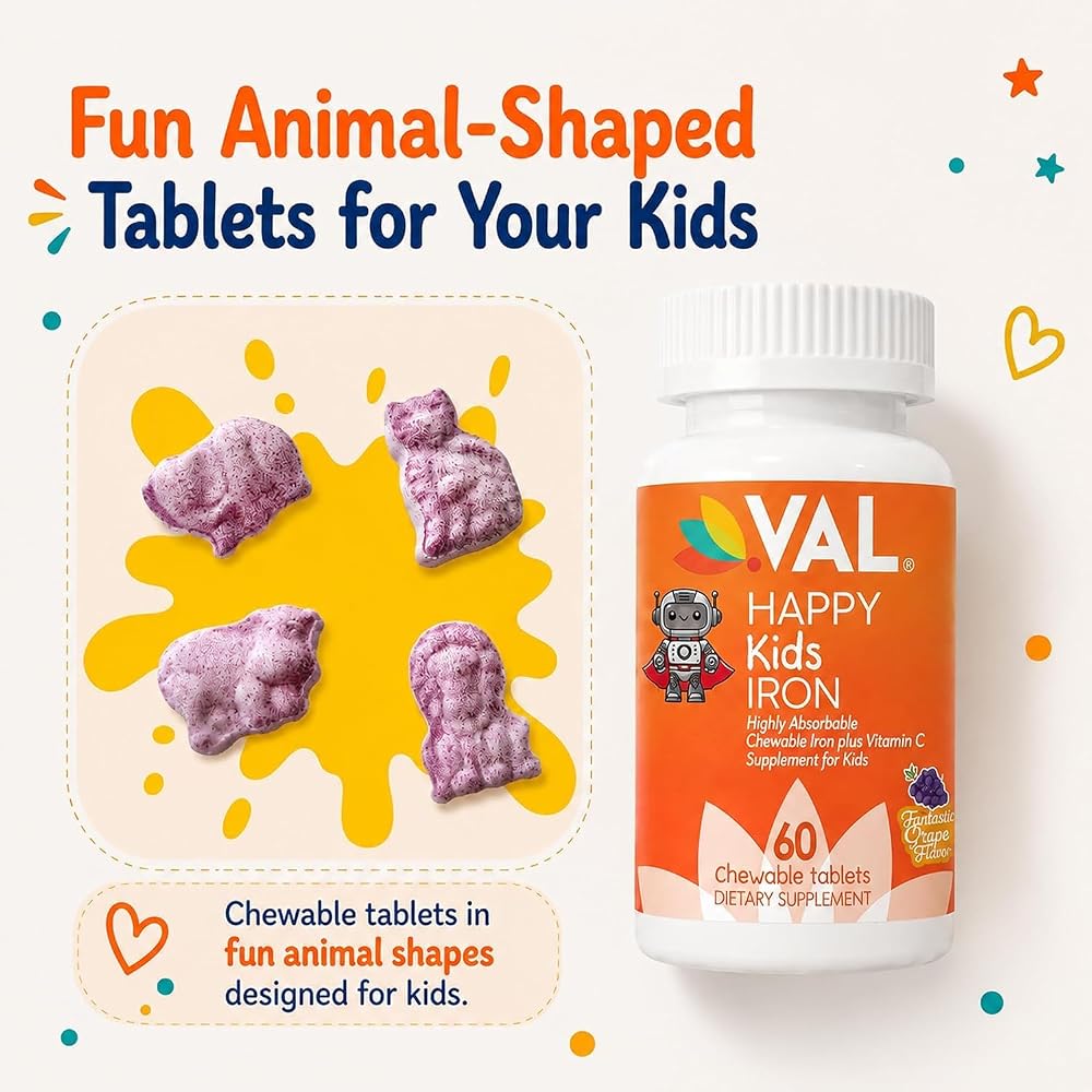 VAL Happy Kids Iron Supplements Chewable Tablets - 60 Count - image 6