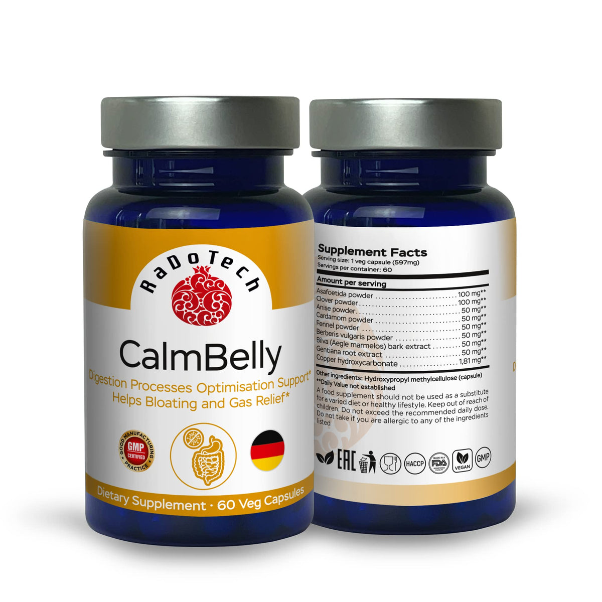 RaDoTech CalmBelly Digestive Enzymes & Probiotics - 60 Capsules - image 3