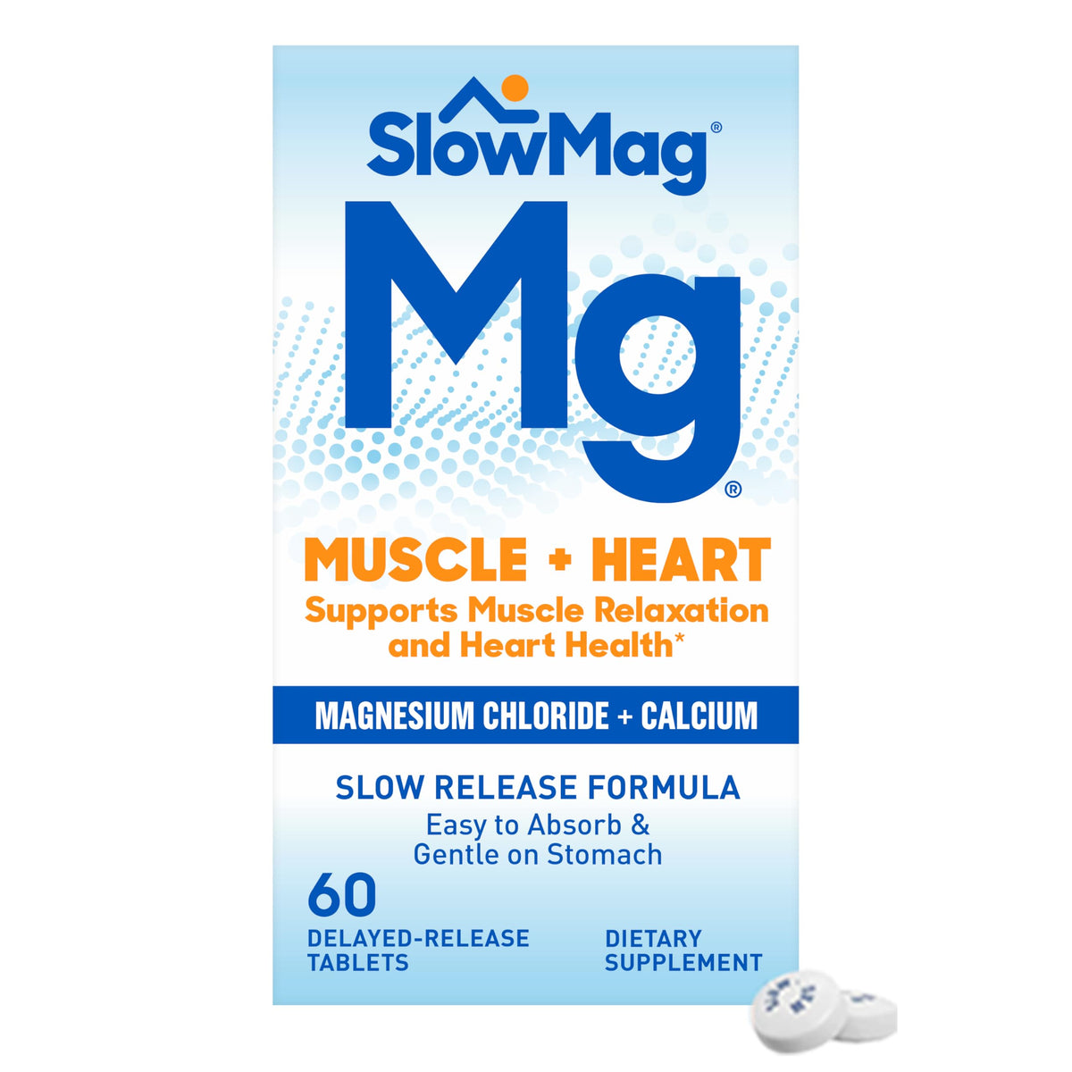 Slow-Mag Muscle + Heart Magnesium Chloride with Calcium - 60 Tablets