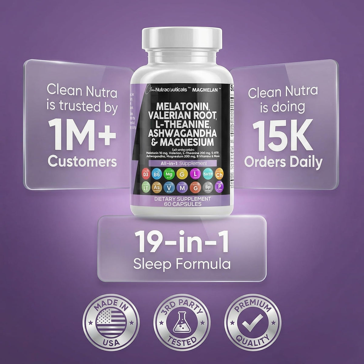 Clean Nutraceuticals Melatonin 10mg Sleep Support - 60 Capsules - image 8