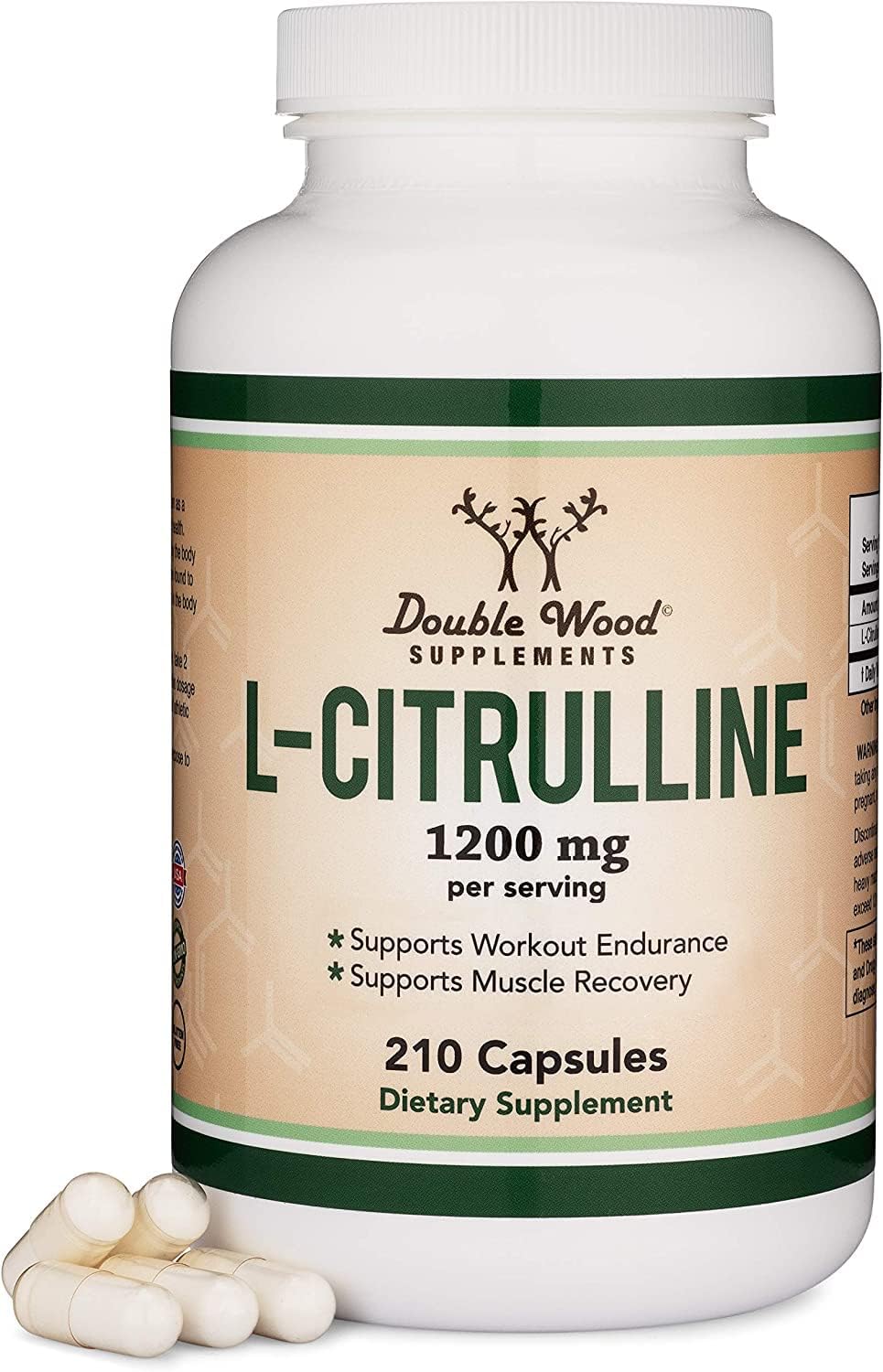 Double Wood Supplements L-Citrulline 1,200mg Nitric Oxide - 210 Capsules