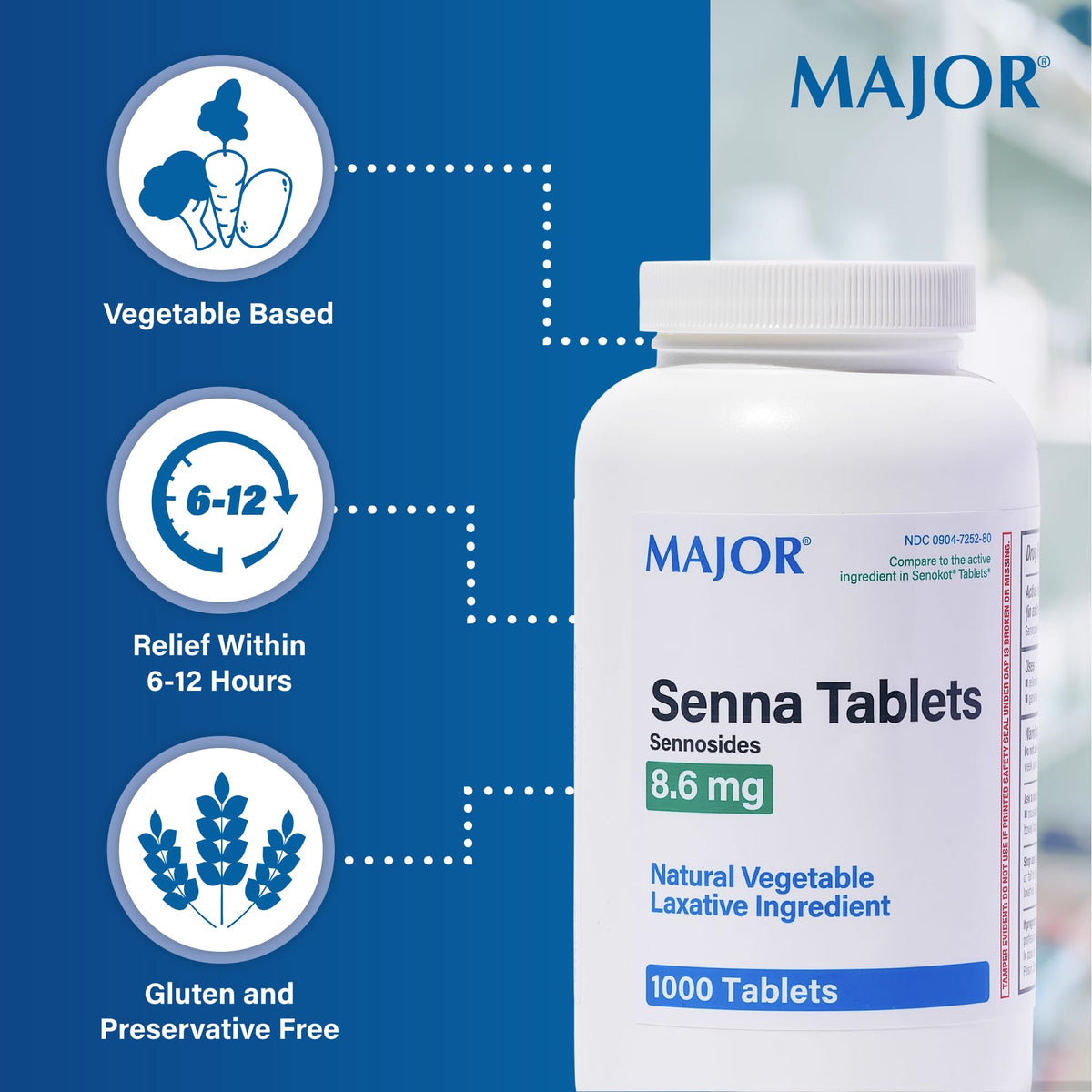 MAJOR Senna 8.6 mg Natural Vegetable Laxative Tablets - 1000 Count - image 4
