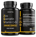SPARTIS Zinc Quercetin 500mg with Vitamin C & D3 - 120 Capsules