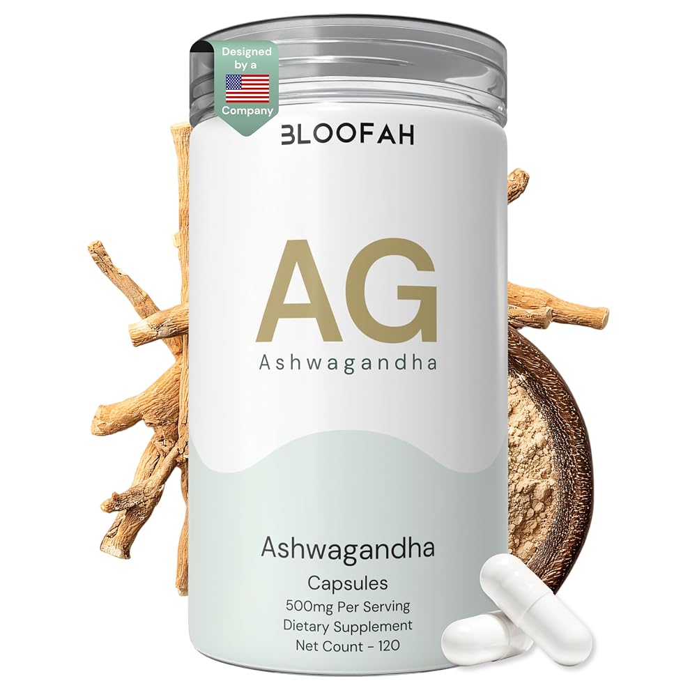 Bloofah Ashwagandha 500mg Capsules for Daily Calm - 120 Count