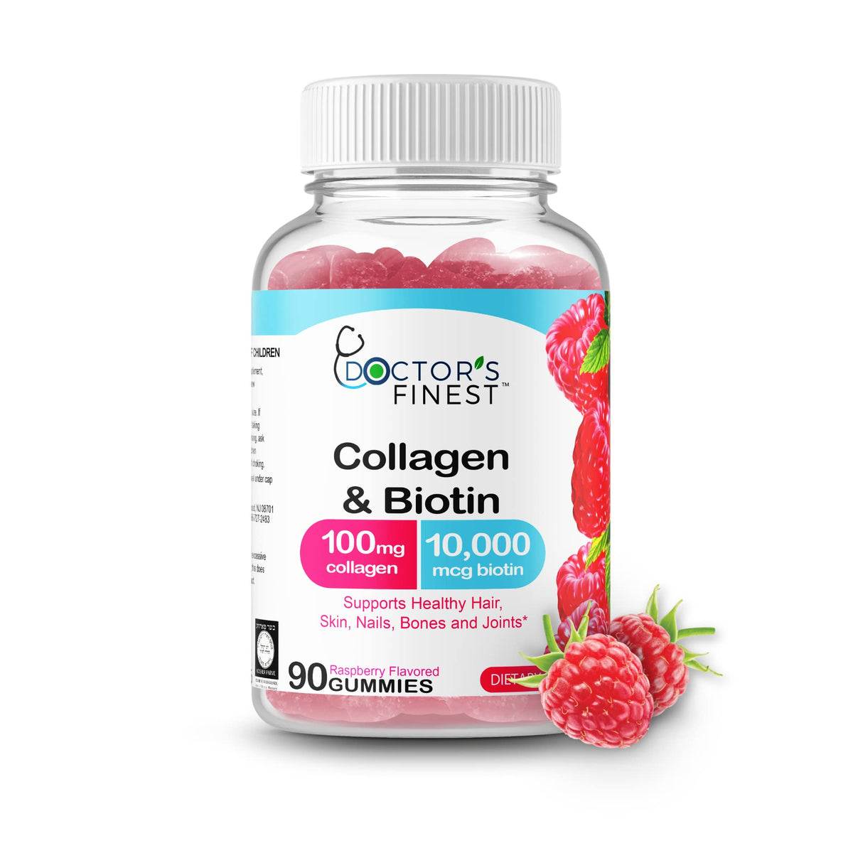 DOCTORS FINEST Collagen and Biotin 10000mcg Gummies - 90 Gummies