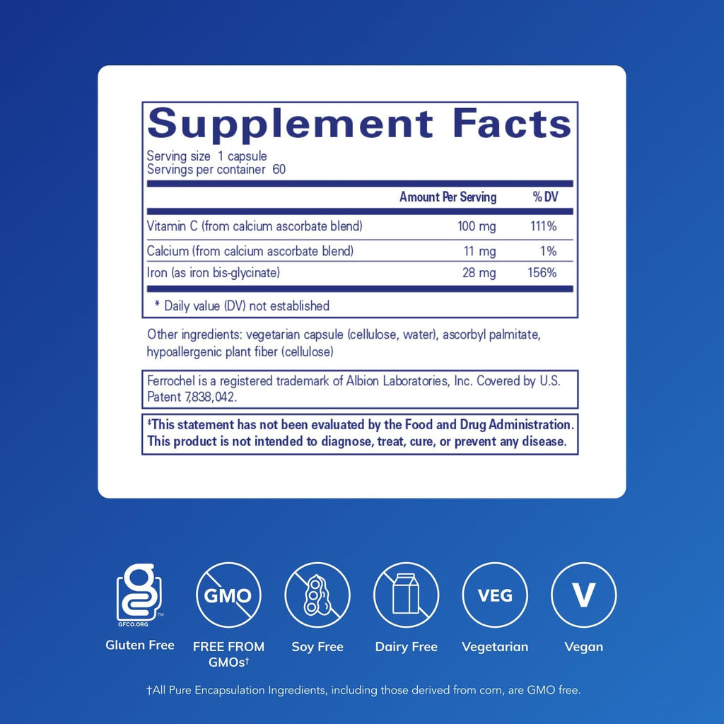 Pure Encapsulations OptiFerin-C Iron with Vitamin C - 60 Capsules - image 2