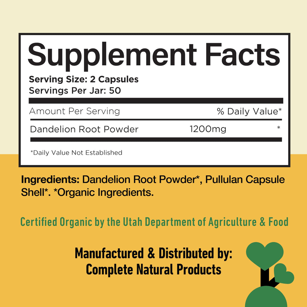 Complete Natural Products Dandelion Root 600mg Capsules - 100 Count - image 4