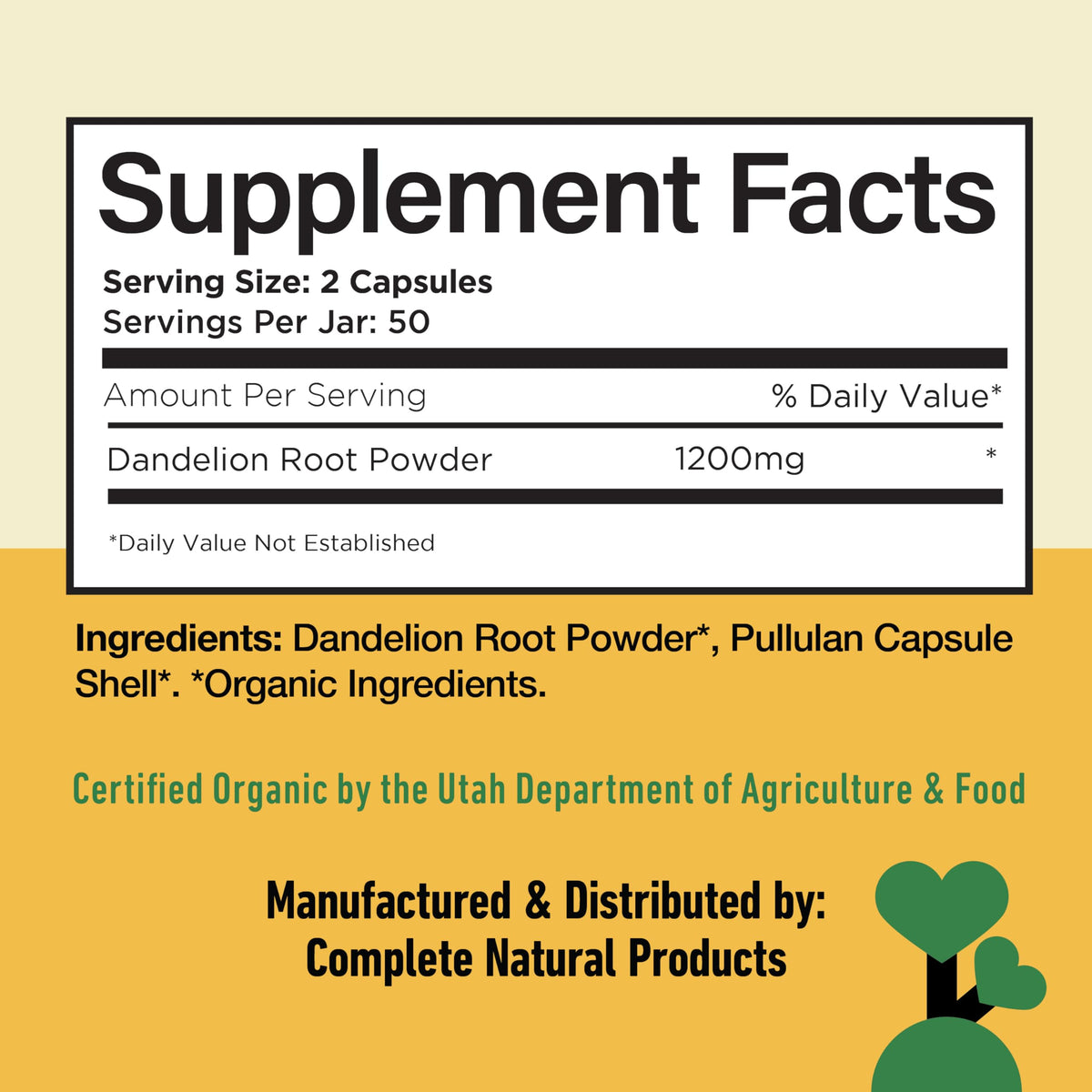 Complete Natural Products Dandelion Root 600mg Capsules - 100 Count - image 4
