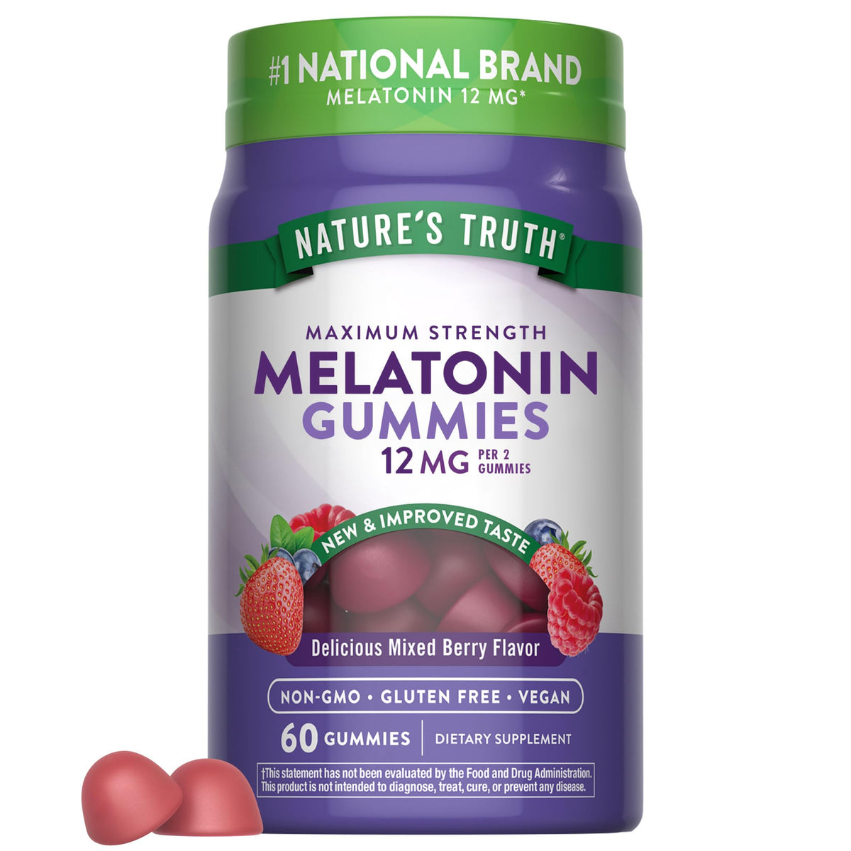 Nature's Truth Melatonin Gummies 12mg Mixed Berry - 60 Count