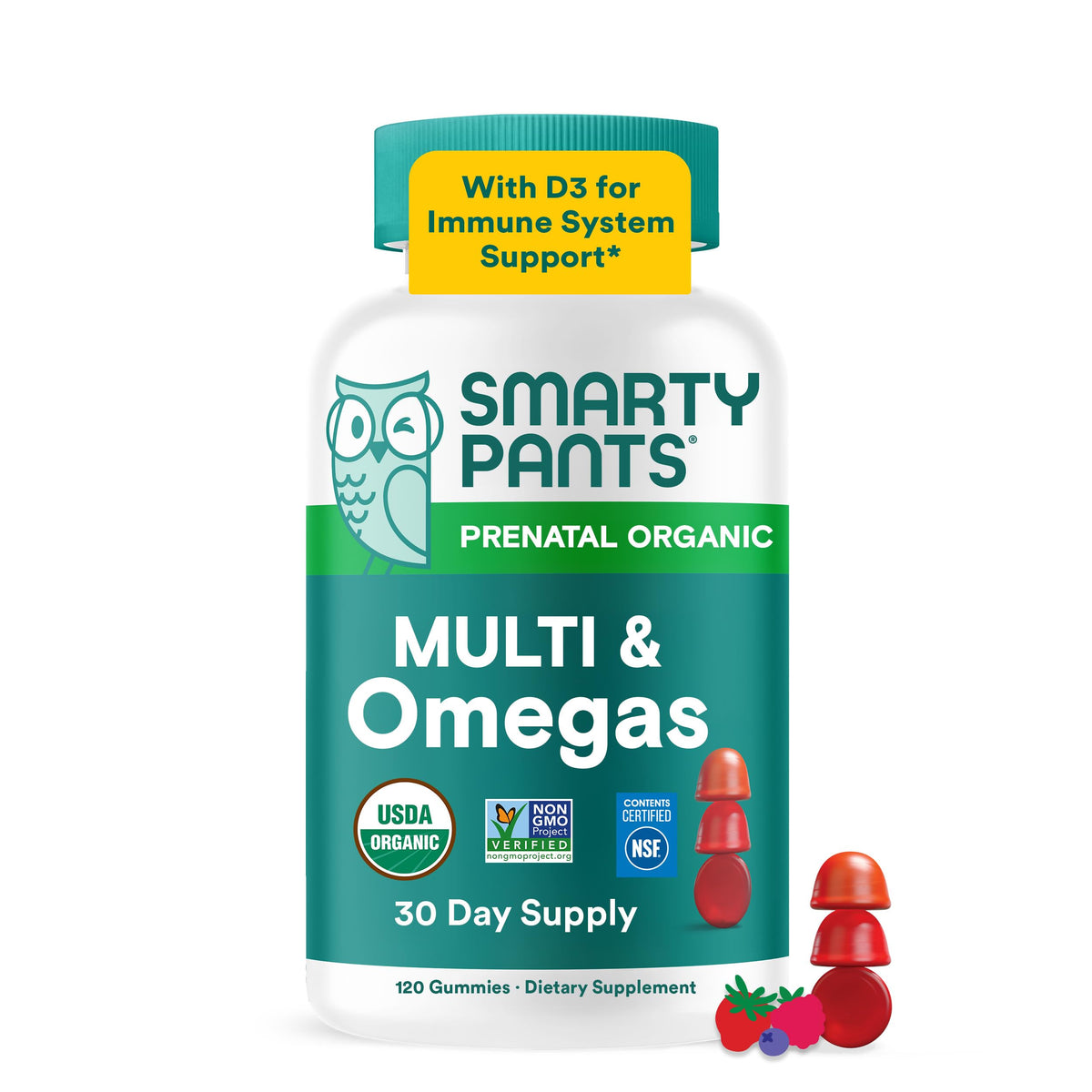 SmartyPants Organic Prenatal Vitamins with Omega-3 - 120 Gummies