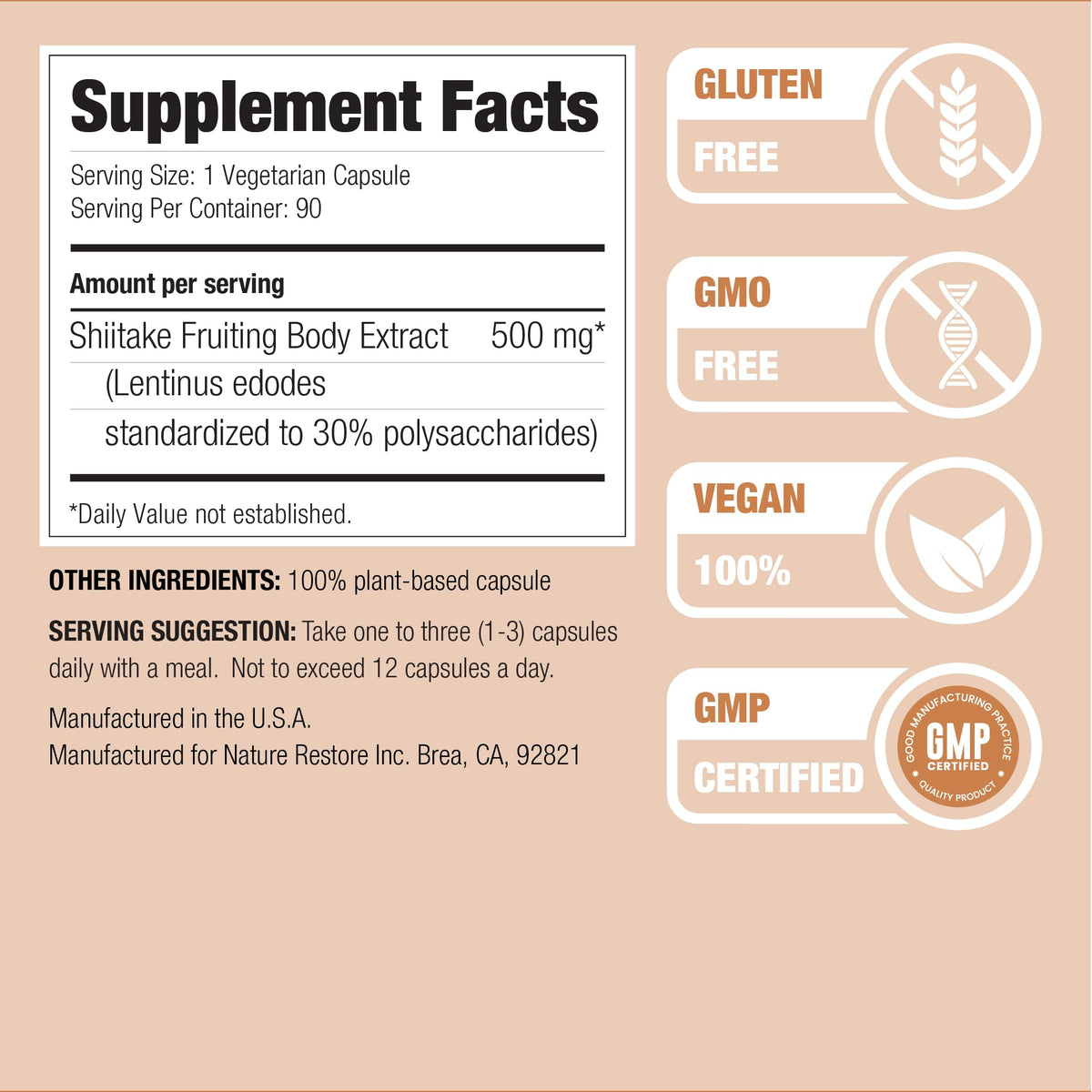 Nature Restore Shiitake Mushroom Extract Supplement - 90 Capsules - image 4