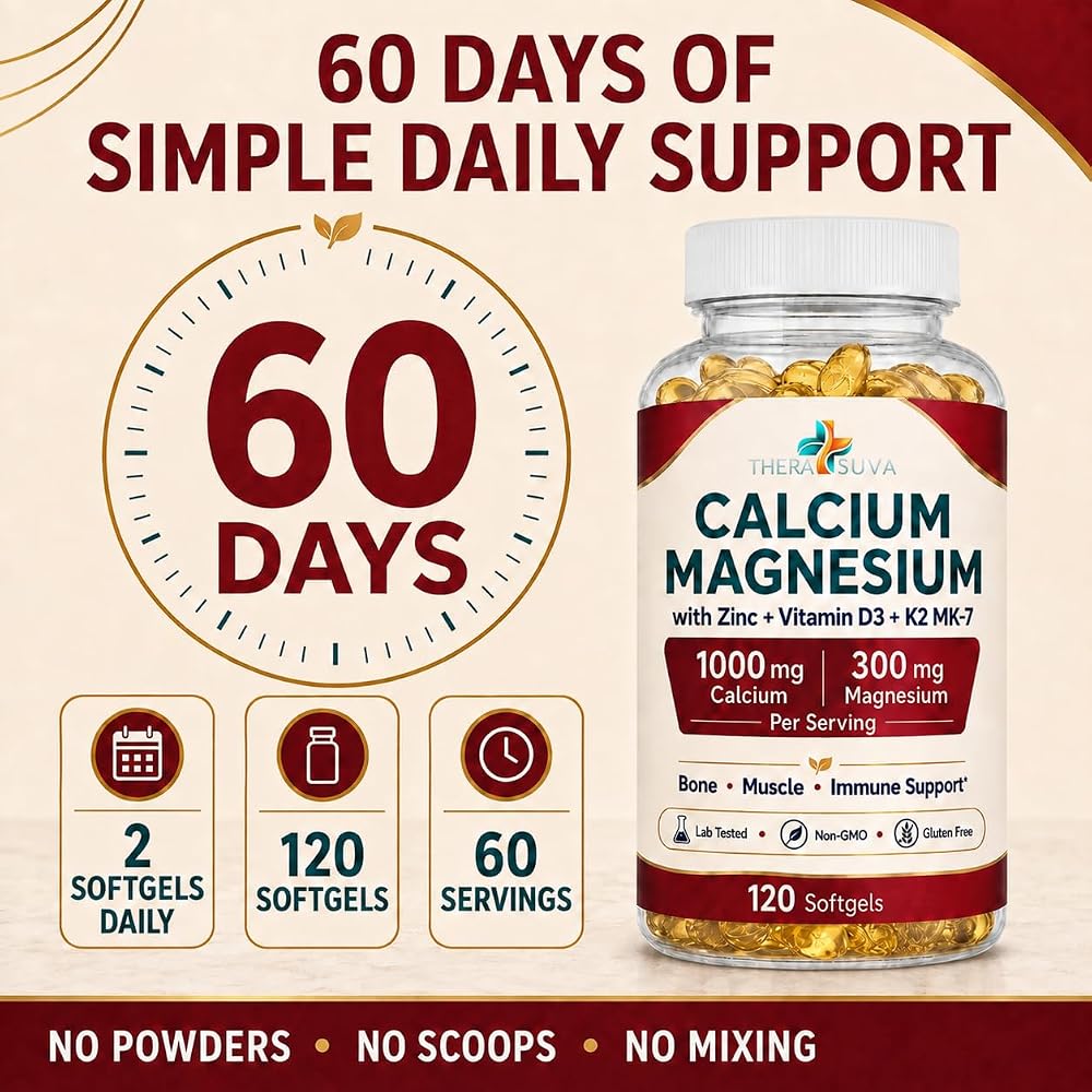 TheraSuva Extra Strength 5 in 1 Calcium 1000mg - 120 Softgels - image 4