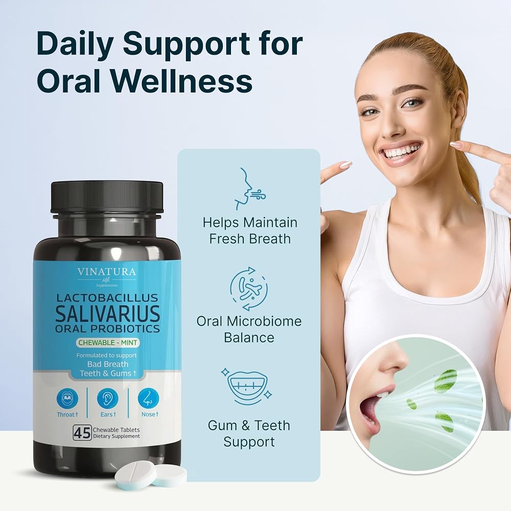 VINATURA Lactobacillus Salivarius Oral Probiotics - 45 Tablets - image 3