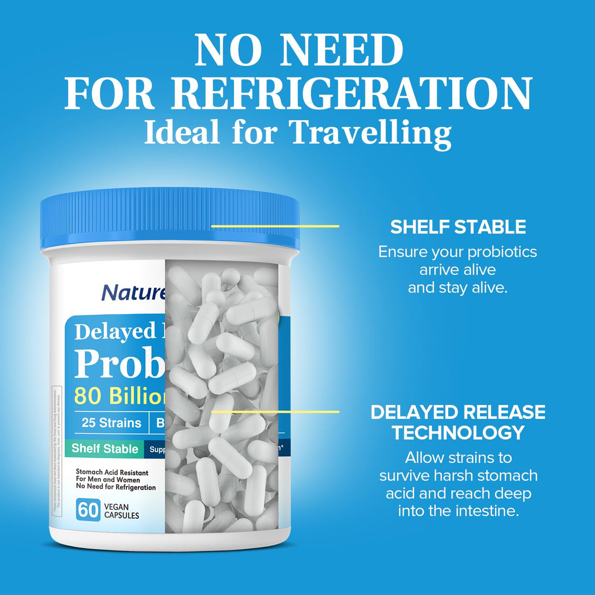 NatureMyst Probiotics 80 Billion CFU 25 Strains - 60 Vegan Capsules - image 5
