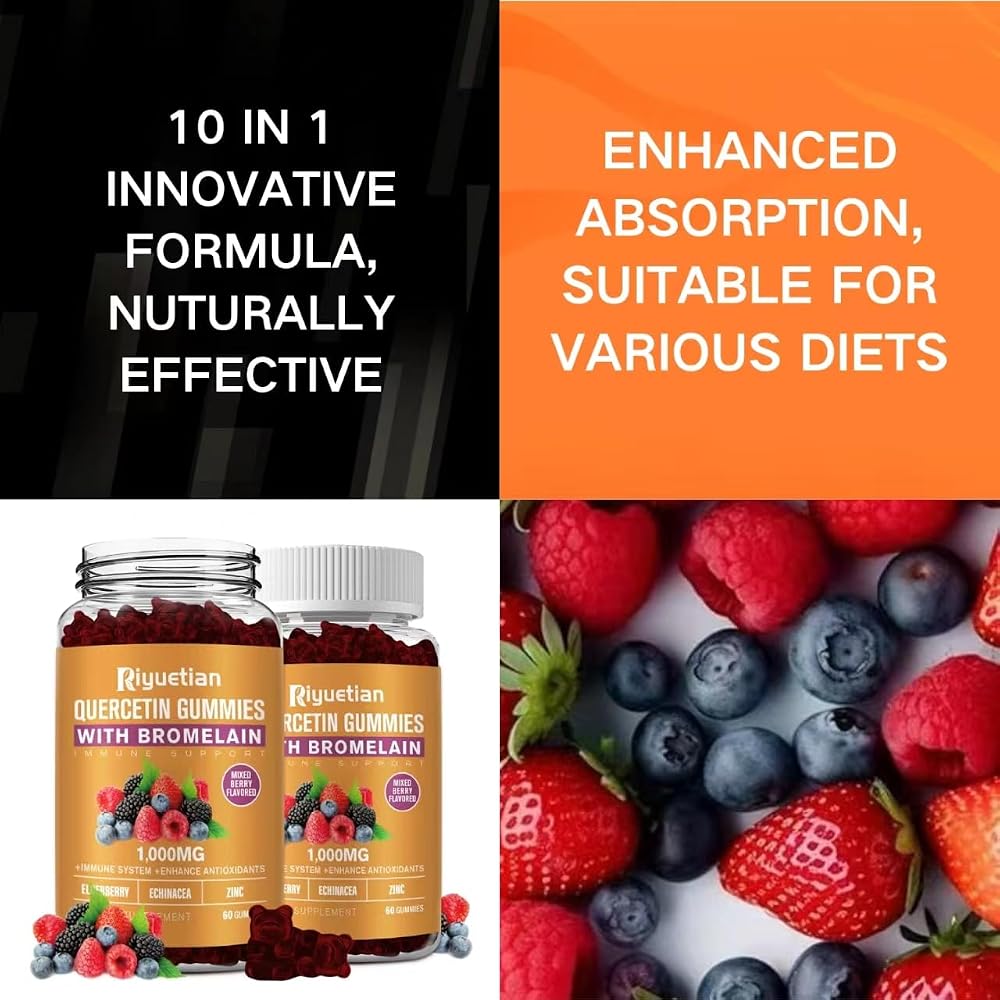 Riyuetian Quercetin with Bromelain, Zinc & Vitamin C - 60 Gummies - image 3