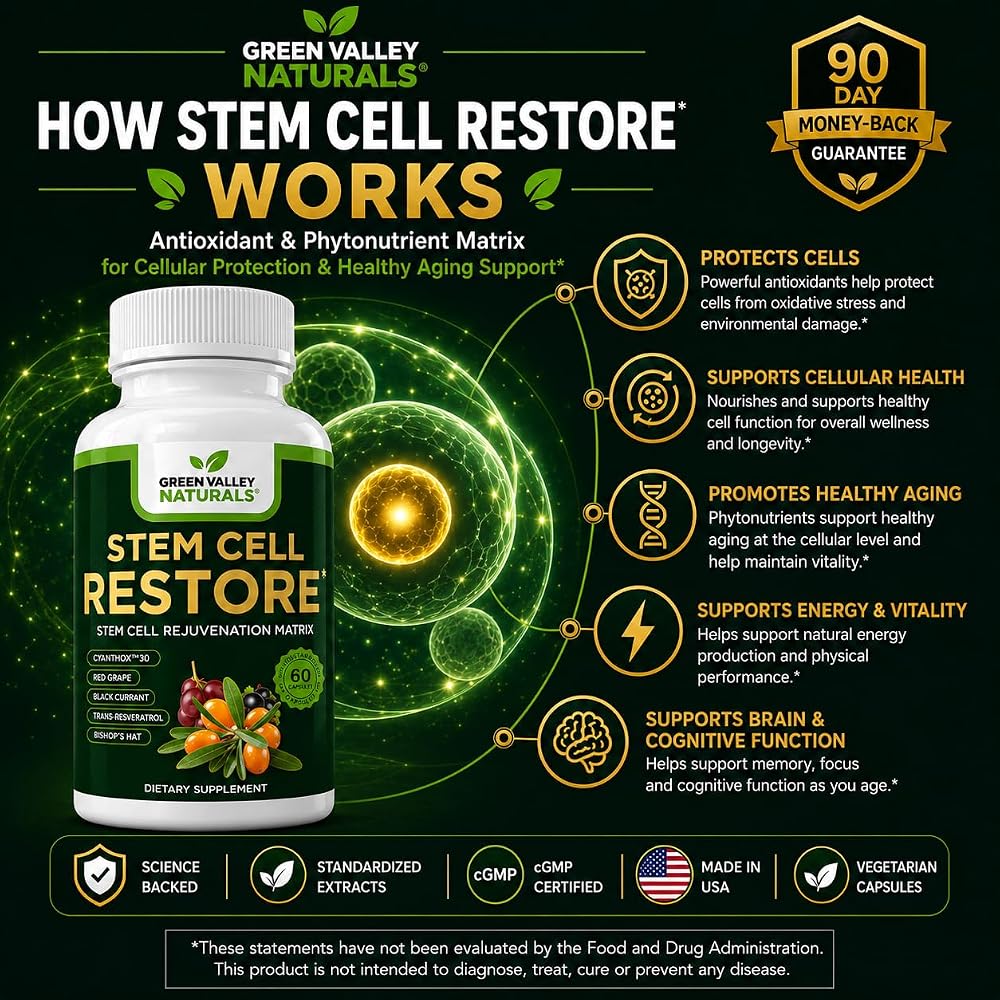 Green Valley Naturals Stem Cell Restore Antioxidant - 60 Vegetarian Capsules - image 2