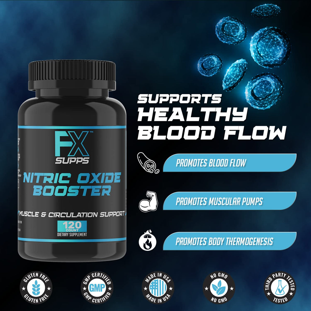 FXSUPPS Nitric Oxide Booster with L-Arginine - 240 Capsules - image 4