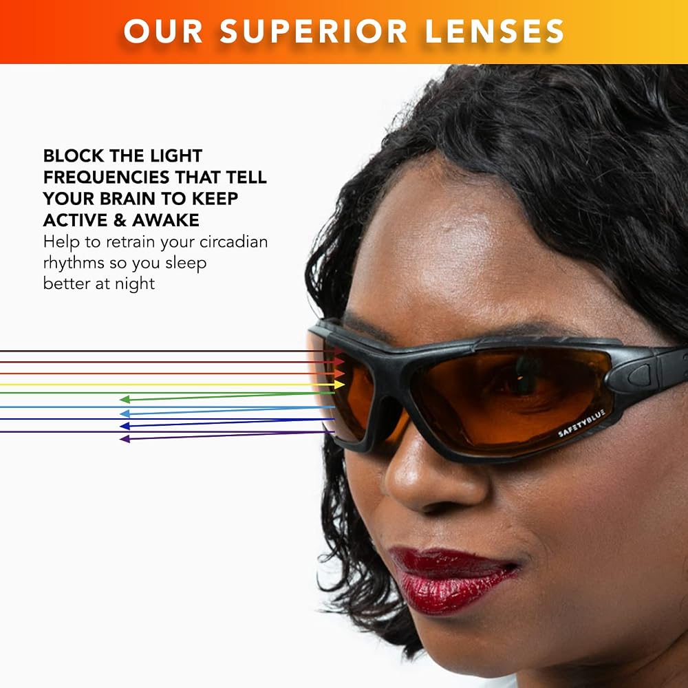 SafetyBlue Deluxe Blackout Sleep Glasses Amber Lens - 1 Pair - image 5