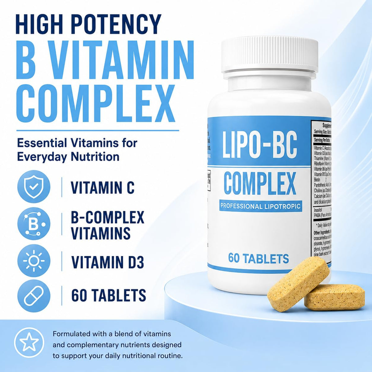 ES Global Lipo-BC Complex B-Complex Vitamin - 60 Tablets - image 3