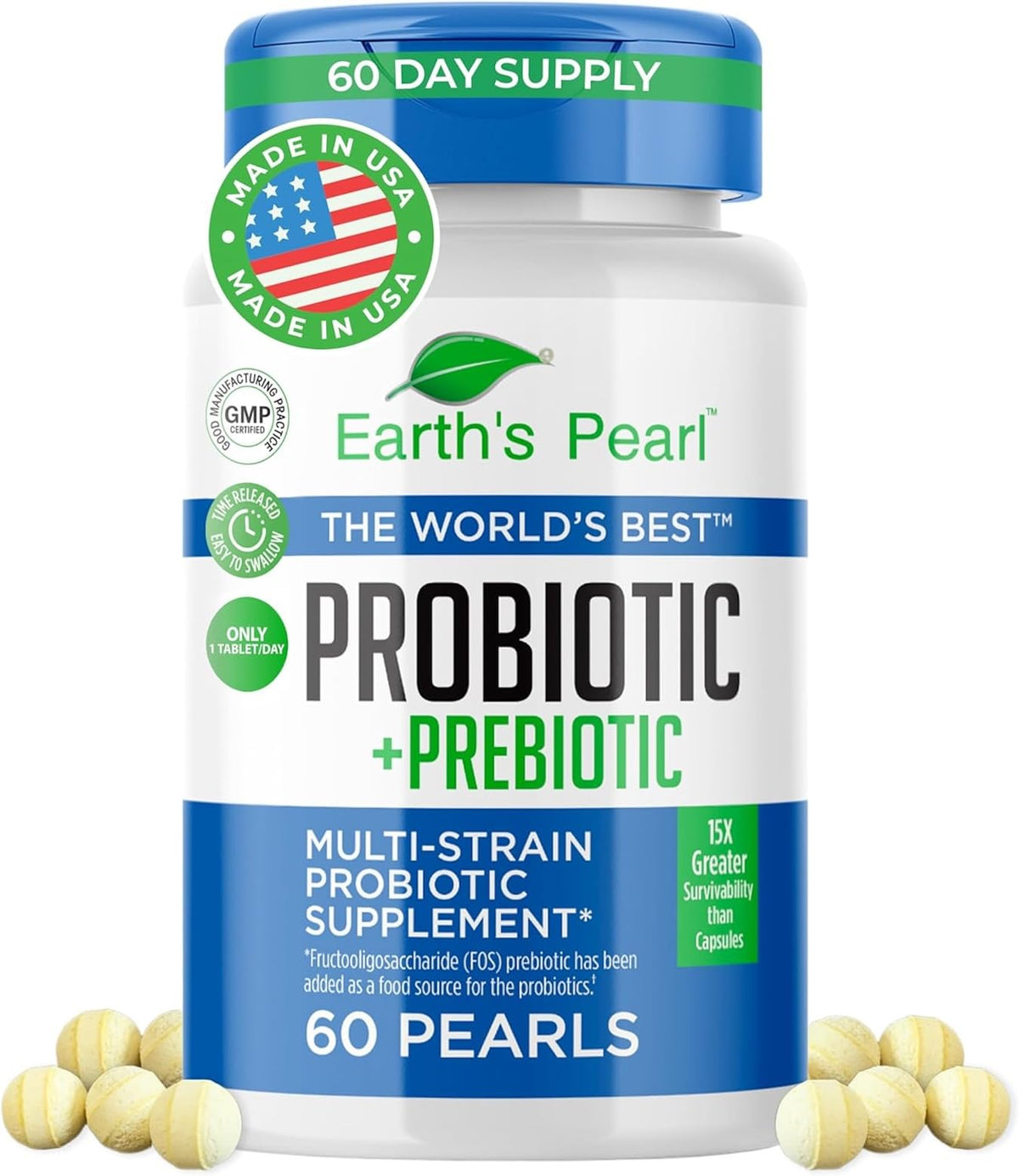 Earth's Pearl Probiotics for Women & Men - 60 Capsules