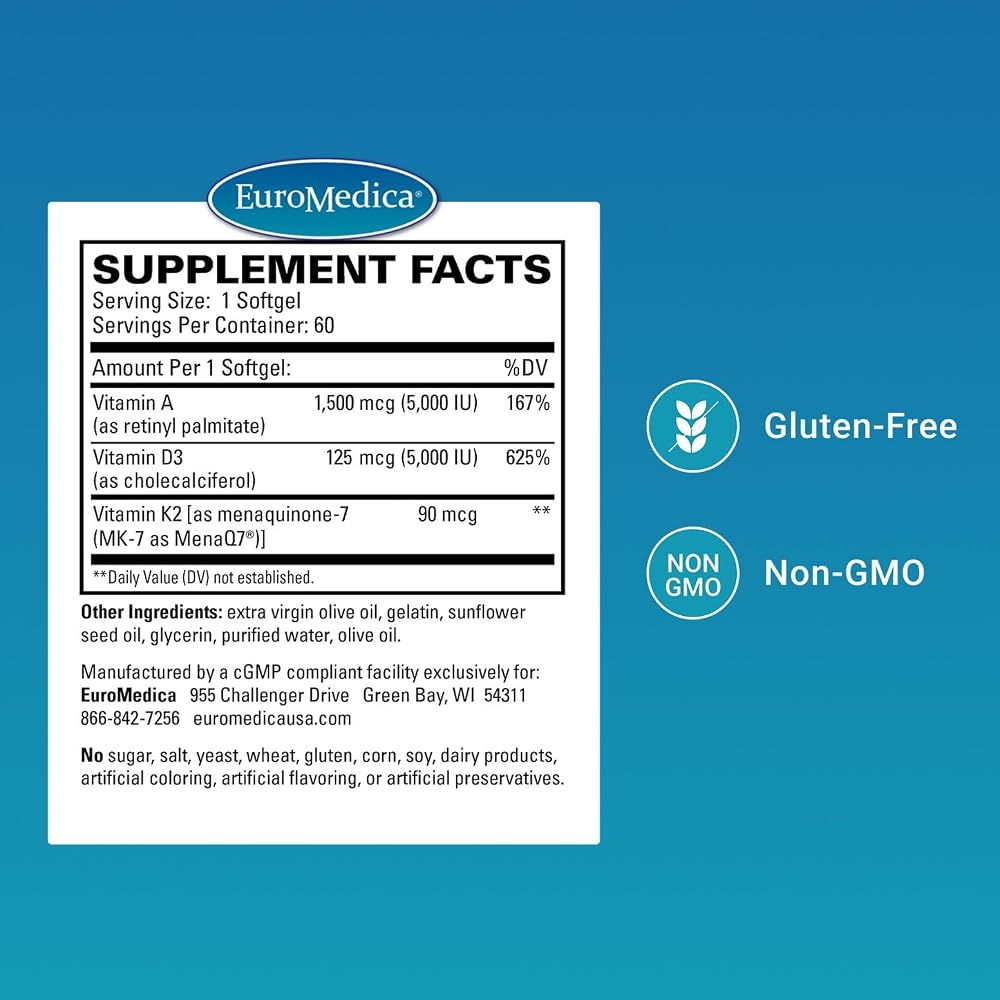 EuroMedica A-D3-K2 Cardio Health - 60 Softgels - image 2