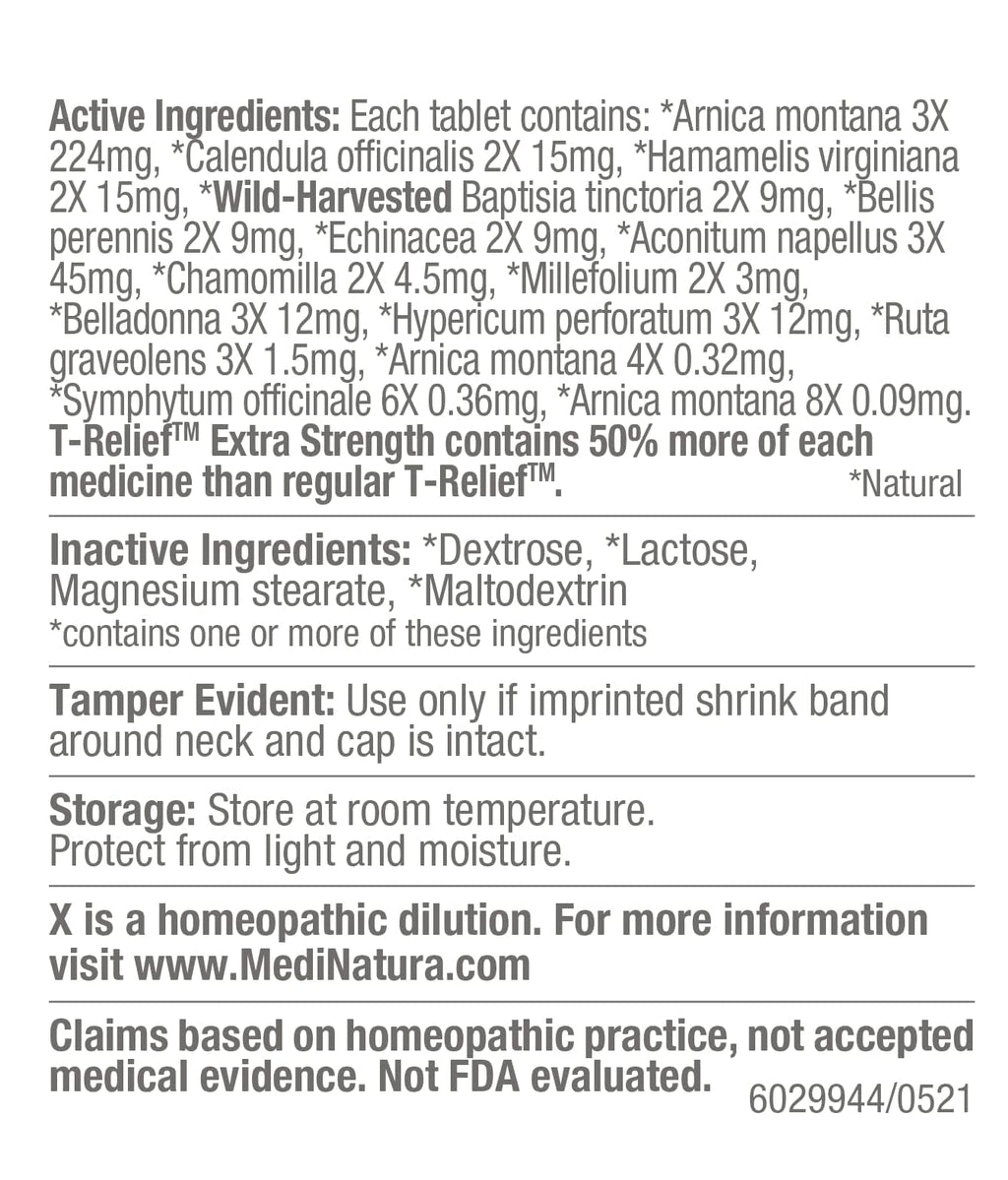 MediNatura T-Relief Arnica +12 Tablets for Discomfort Relief - 250 Count - image 2