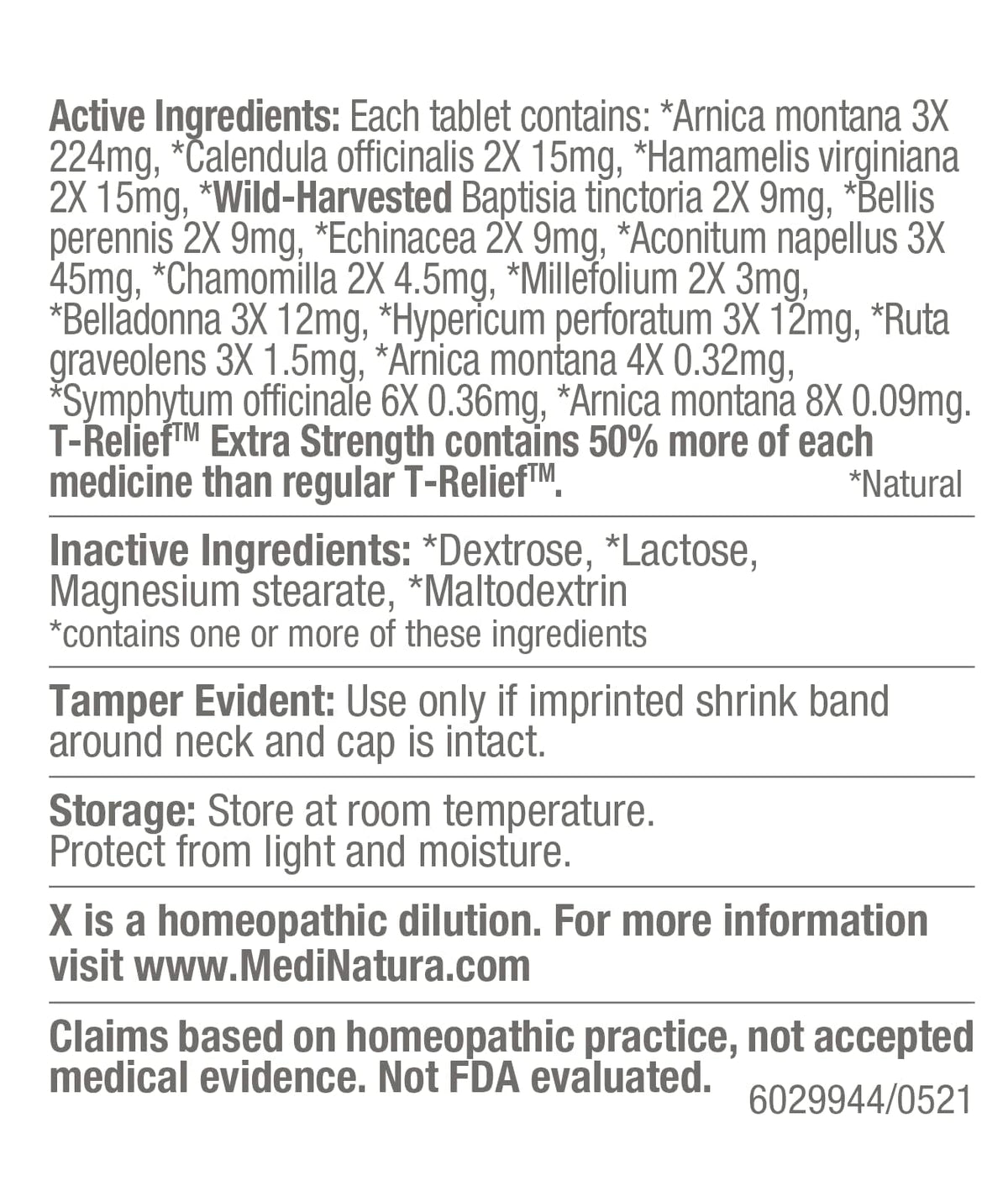 MediNatura T-Relief Arnica +12 Tablets for Discomfort Relief - 250 Count - image 2