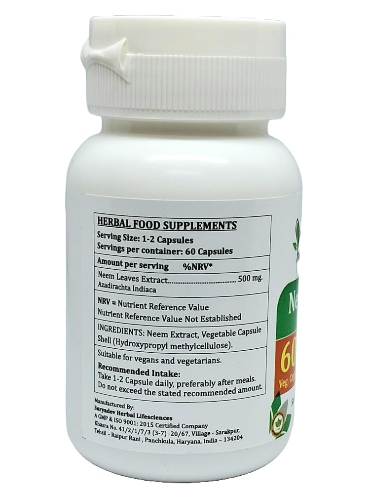 Satya Naturals Neem Forte 500 mg Vegetarian Capsules - 240 Count - image 4