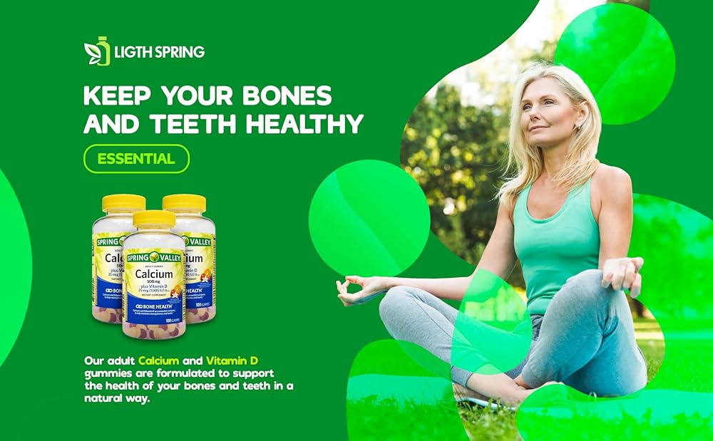 LightSpring Calcium Plus Vitamin D Adult Gummies 500mg - 100 Count - image 7