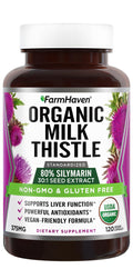 FarmHaven USDA Organic Milk Thistle 80% Silymarin - 120 Capsules