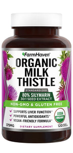 FarmHaven USDA Organic Milk Thistle 80% Silymarin - 120 Capsules