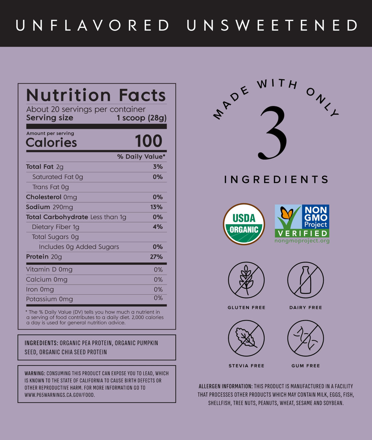 Truvani Organic Plant Based Protein Powder