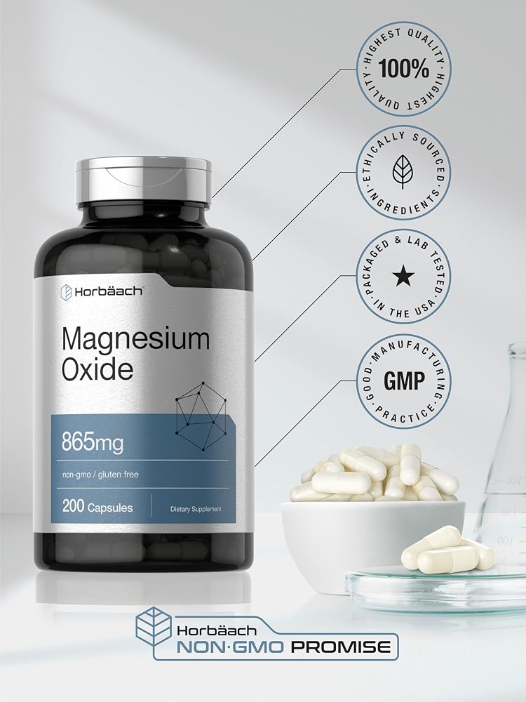 Horbäach Magnesium Oxide 500 mg - 200 Capsules - image 6